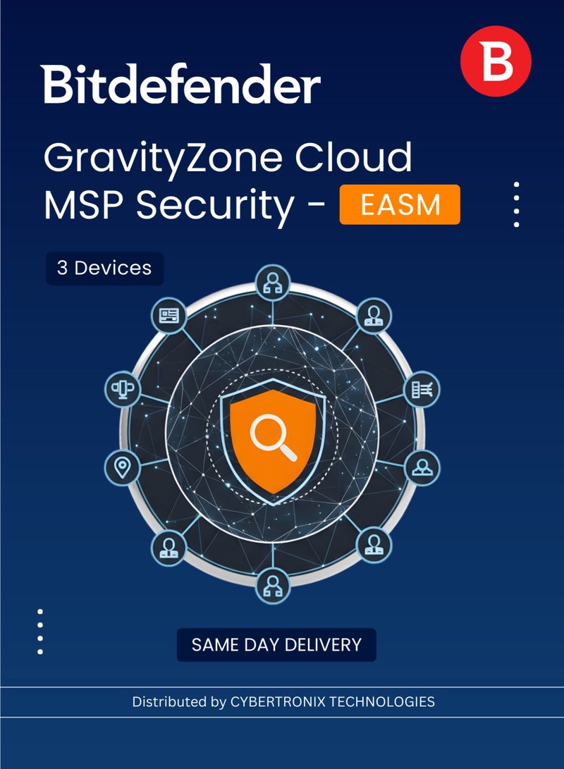 Bitdefender GravityZone Cloud MSP Security - EASM 3 Devices for 1 Year | Digital License | SAME DAY DELIVERY